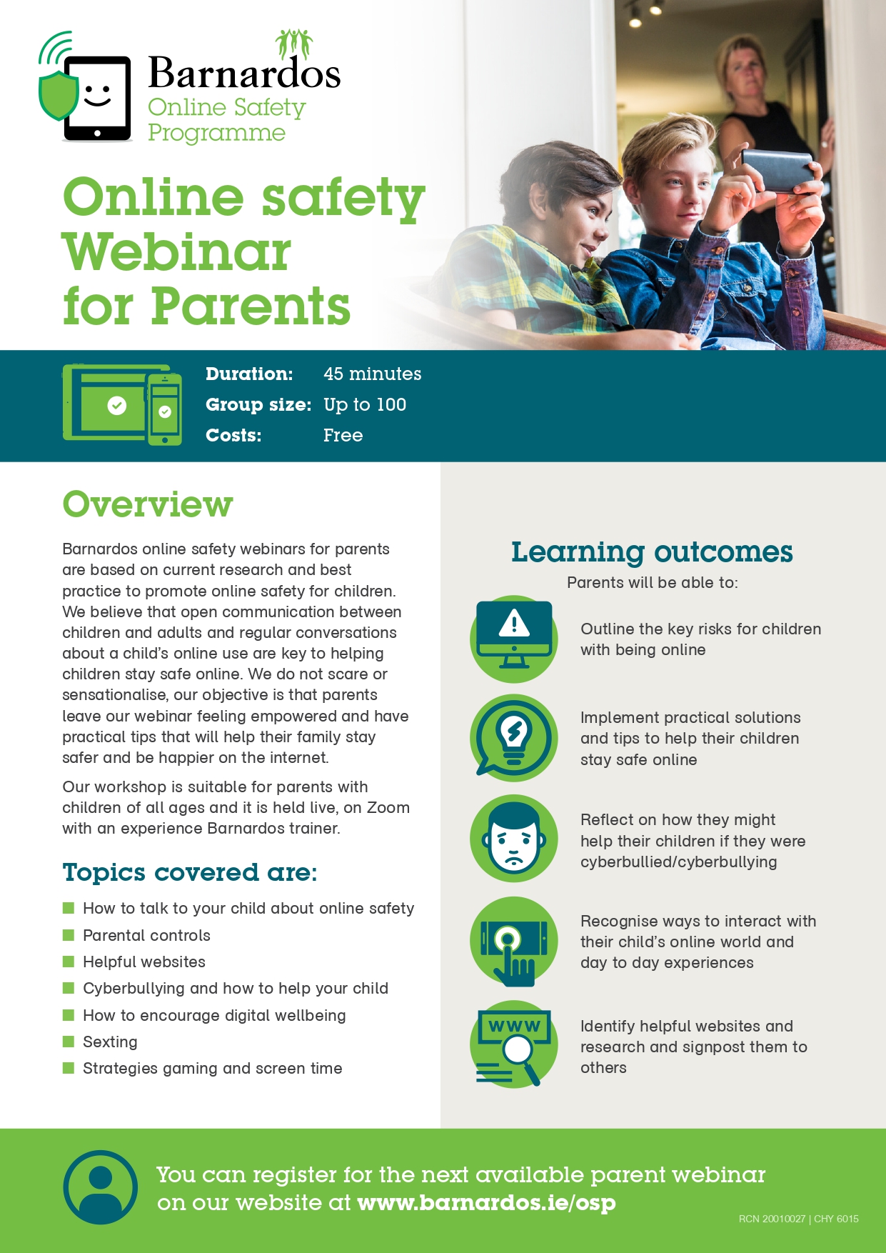 Barnardos FREE webinars to keep children safe online